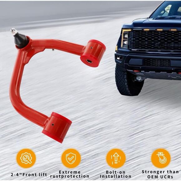 For 2007-2021 Toyota Tundra 2008-2022 Sequoia 2-4" Red Front Upper Control Arms - Picture 4 of 7